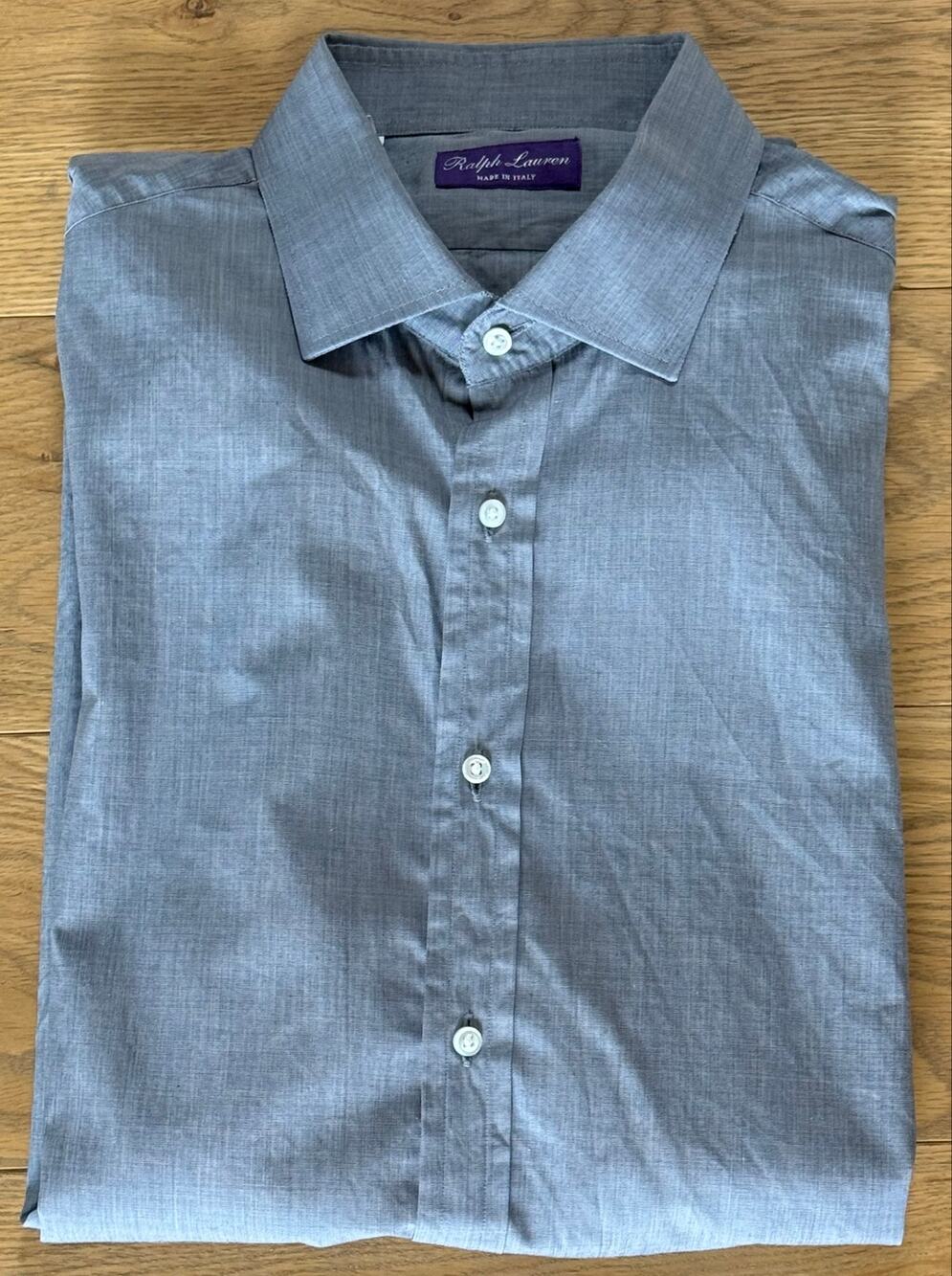 Ralph Lauren Purple Label Gray Button Down Shirt Size 17.5